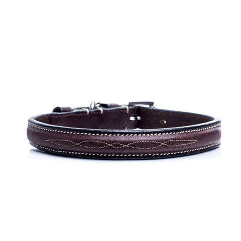 Hinterland Best Mate Collar - High Quality Havana Brown leather stitched dog collar