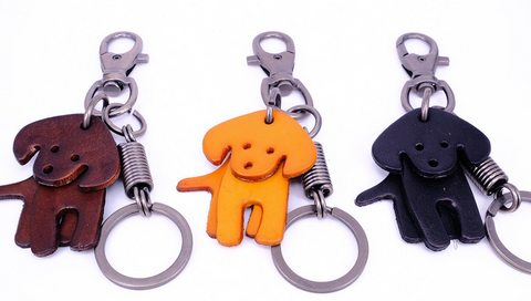 Leather Dog Keyring.