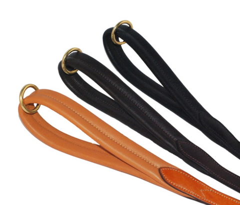English Flat Leather Lead with Padded Handle