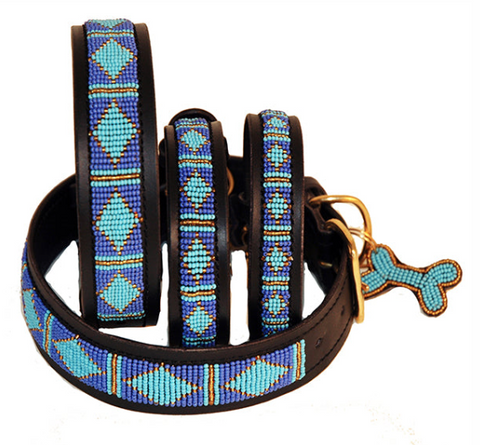 Rafiki Blue Slim Beaded Collar