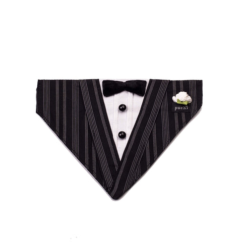 Tuxedo bandanna - Black pinstriped Dog bandanna 