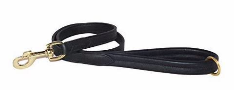 English Flat Leather Lead with Padded Handle