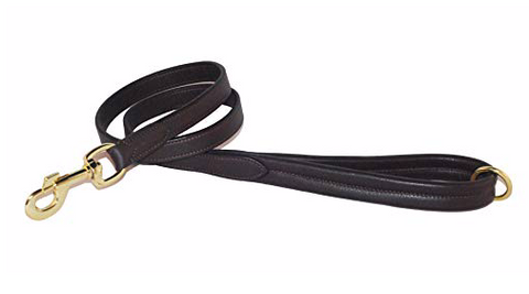 English Flat Leather Lead with Padded Handle