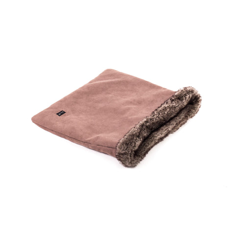 Snuggle Pod - Pink with brown fur Dog sleeping bag